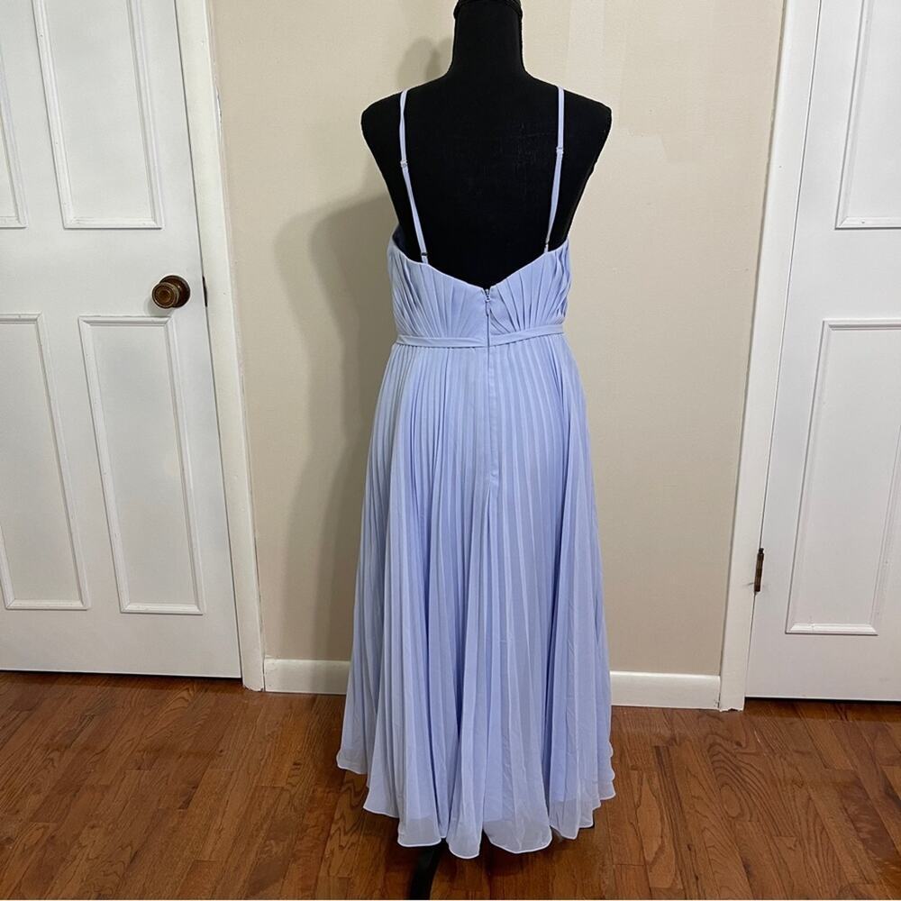 AZAZIE DASHA Pleated Below Knee Chiffon A-Line Dress Sky Blue Size 6 - Picture 6 of 10
